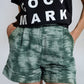 Shorts In Tie Dye Green With Front And Back Pockets