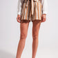 Q2 Shorts with paperbag waist in beige