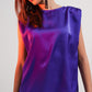 Shoulder pad satin top in violet