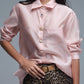 Silky Loose Shirt With Button Medley in Pink