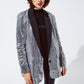 Silver Sequin tuxedo Blazer with Satin Black Lapels