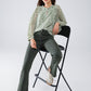 Q2 Skinny Flared Jeans With Double Button Detail in Khaki