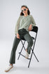 Q2 Skinny Flared Jeans With Double Button Detail in Khaki