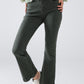 Skinny Flared Jeans With Double Button Detail in Khaki