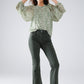 Skinny Flared Jeans With Double Button Detail in Khaki