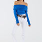 Skinny Flared Jeans With Double Button Detail in White