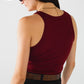 Sleeveless burgundy Top With Ribbed details