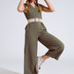 Sleeveless Jumpsuit with zipper detail and belt in khaki