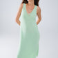 Sleeveless knitted Maxi Green Dress With Side Slit