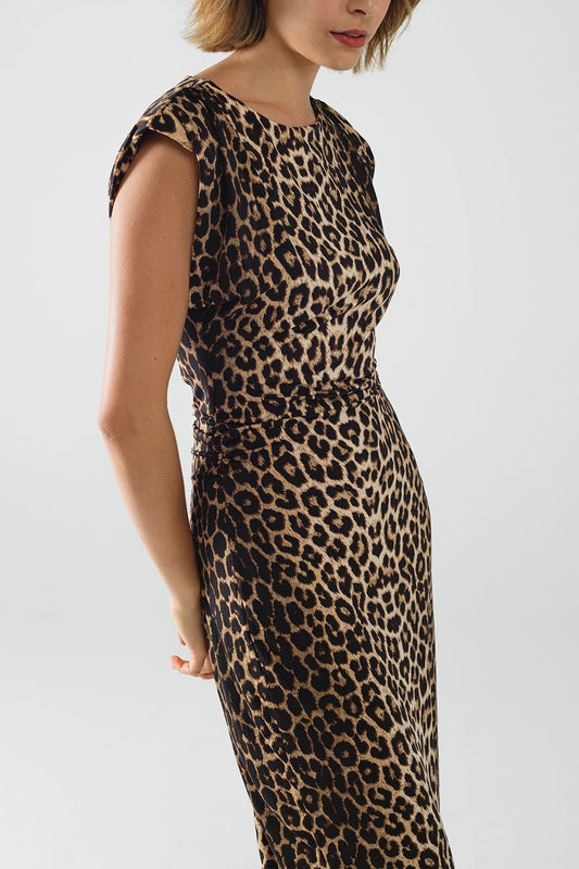 Vestido de licra sin mangas con estampado de leopardo