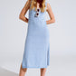 Q2 Sleeveless Maxi Blue Dress With Side Slit