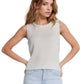 Q2 Sleeveless white Sweater With Crew Neckline And Braid Detail At Neckline