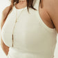 Sleeveless White Top With Ribbed Details