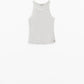 Sleeveless White Top With Ribbed Details