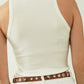 Sleeveless White Top With Ribbed Details