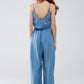 Sleevless Tencel Denim Jumpsuit With Elastic Waist