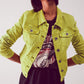 Q2 Slim denim trucker jacket in acid lime