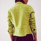 Slim denim trucker jacket in acid lime