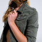 Slim denim trucker jacket in khaki