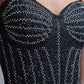 Slimming Beaded Party Body Suit in Black