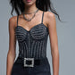 Slimming Beaded Party Body Suit in Black