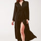 Slouchy plunge shirt maxi dress in black