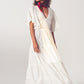 Q2 Smock V Neck Maxi Dress in White