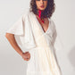 Smock V Neck Maxi Dress in White