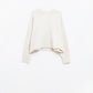 Q2 Soft knit beige jumper with balloon sleeves