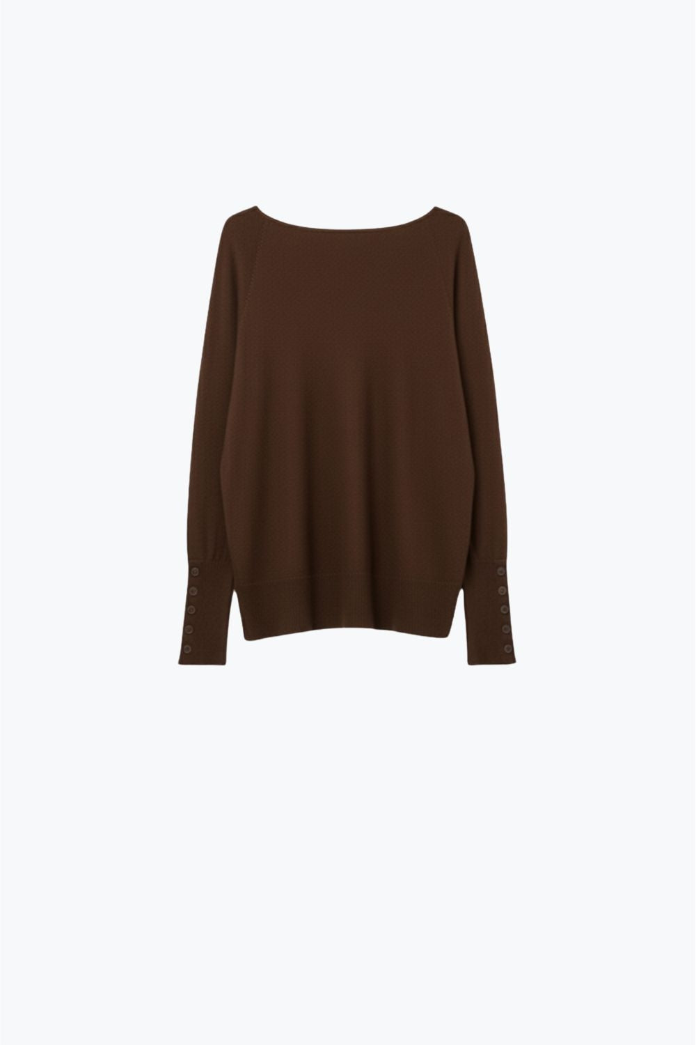 Q2 Soft knit Brown Sweater with sleeve button details