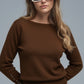 Soft knit Brown Sweater with sleeve button details