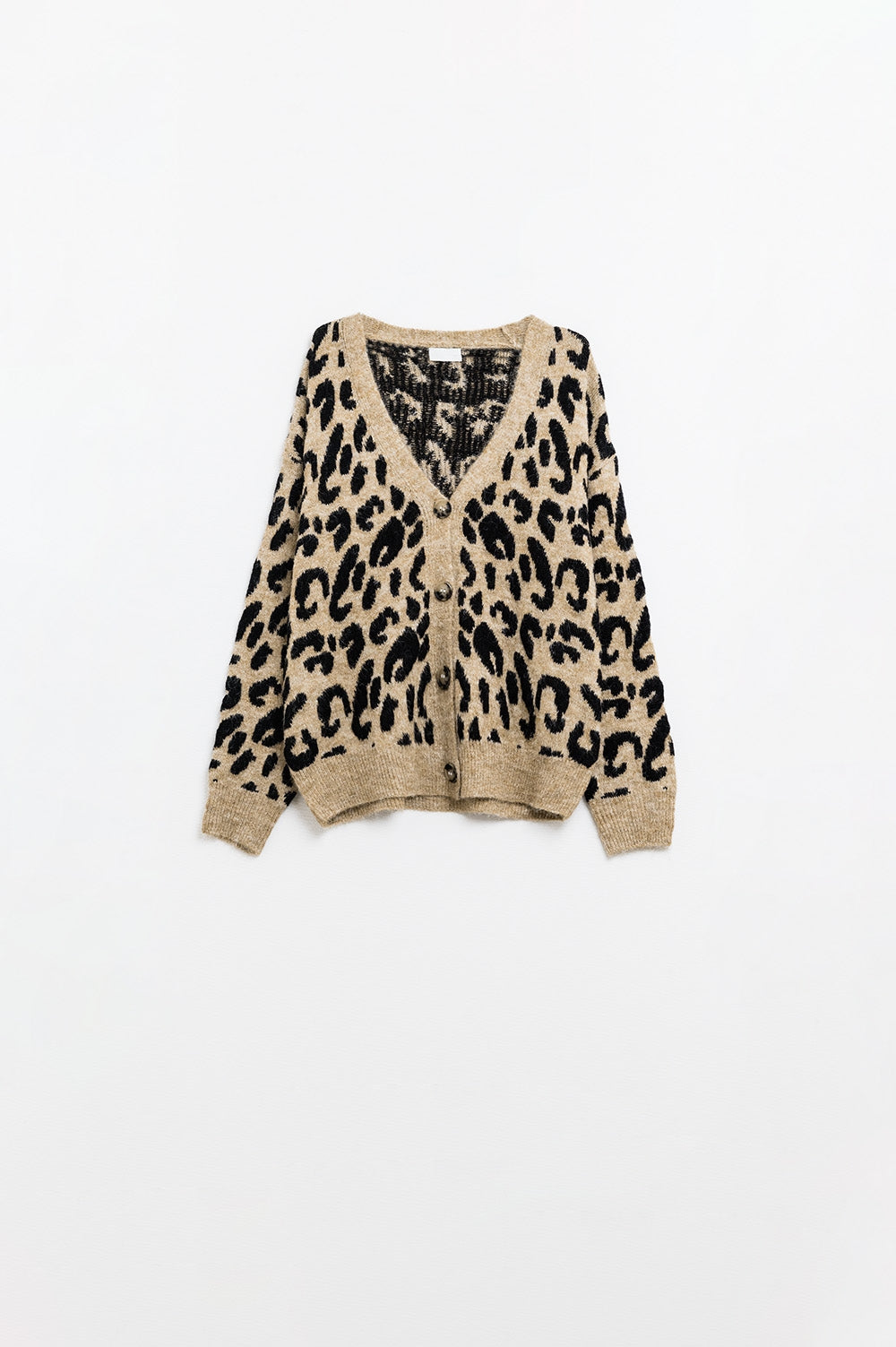 Q2 soft knit leopard print cardigan