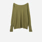 Q2 Soft knit olive green Sweater with sleeve button details
