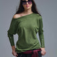 Soft knit olive green Sweater with sleeve button details