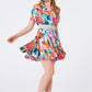 Q2 soft satin mini dress with flower print