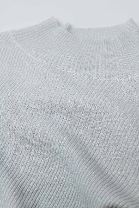 grey glitter trutle neck long sleeve Sweater