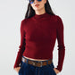 Q2 sparkeling red glitter trutle neck long sleeve Sweater