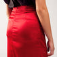 Split front midi skirt in red