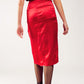 Split front midi skirt in red