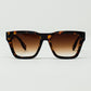 Q2 Square Chunky Sunglasses In Tortoise Shell With Degrade Lenses