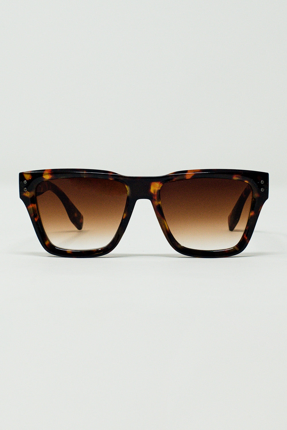 Q2 Square Chunky Sunglasses In Tortoise Shell With Degrade Lenses