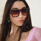 Square Chunky Sunglasses In Tortoise Shell With Degrade Lenses