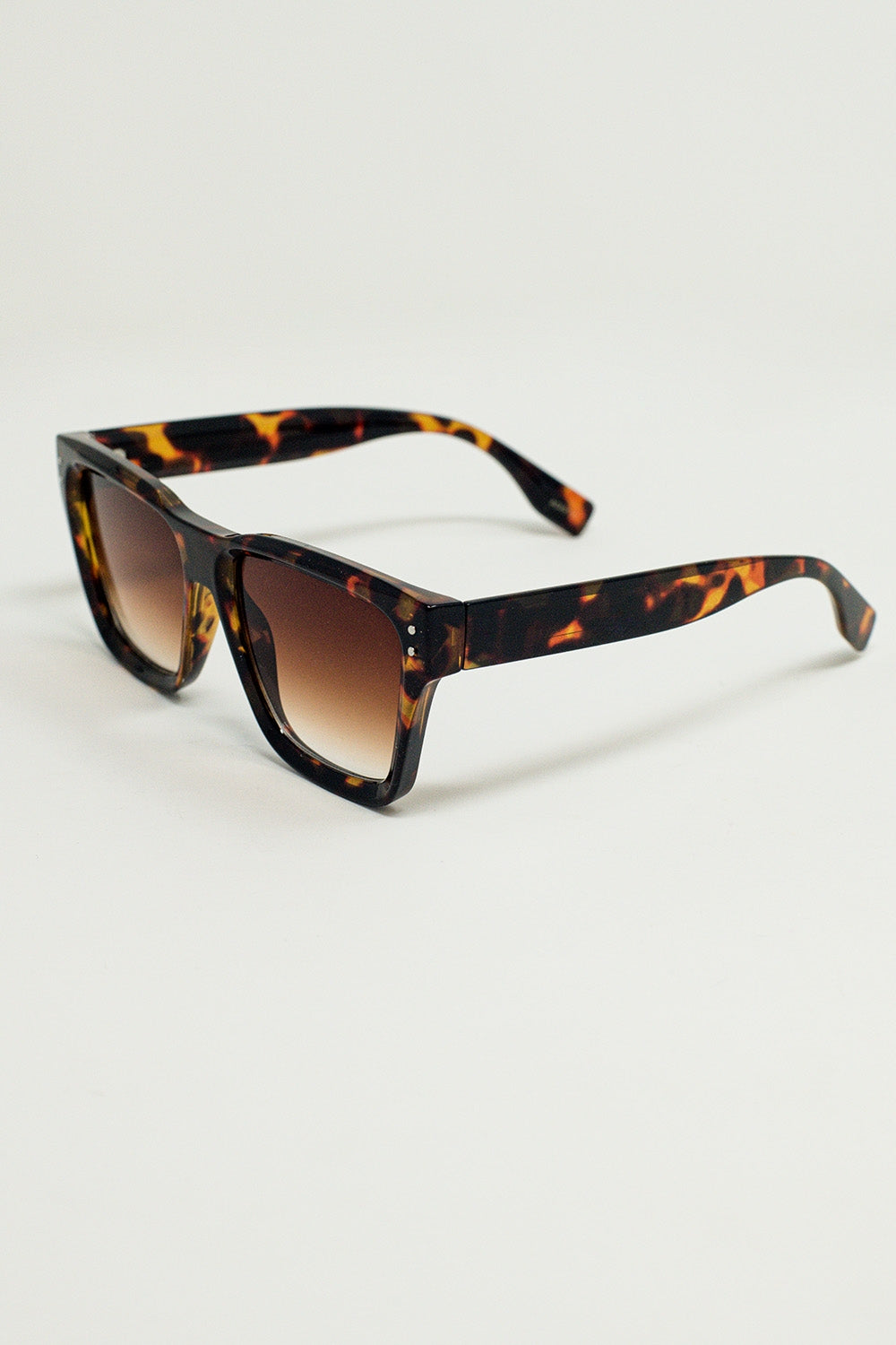 Square Chunky Sunglasses In Tortoise Shell With Degrade Lenses