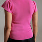 square neck puff sleeve sweater in pink