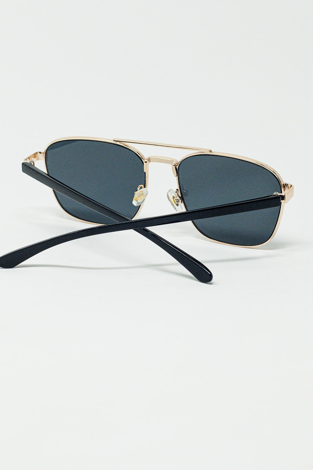 Squared Metal Sunglasses in Black Smoke Lens