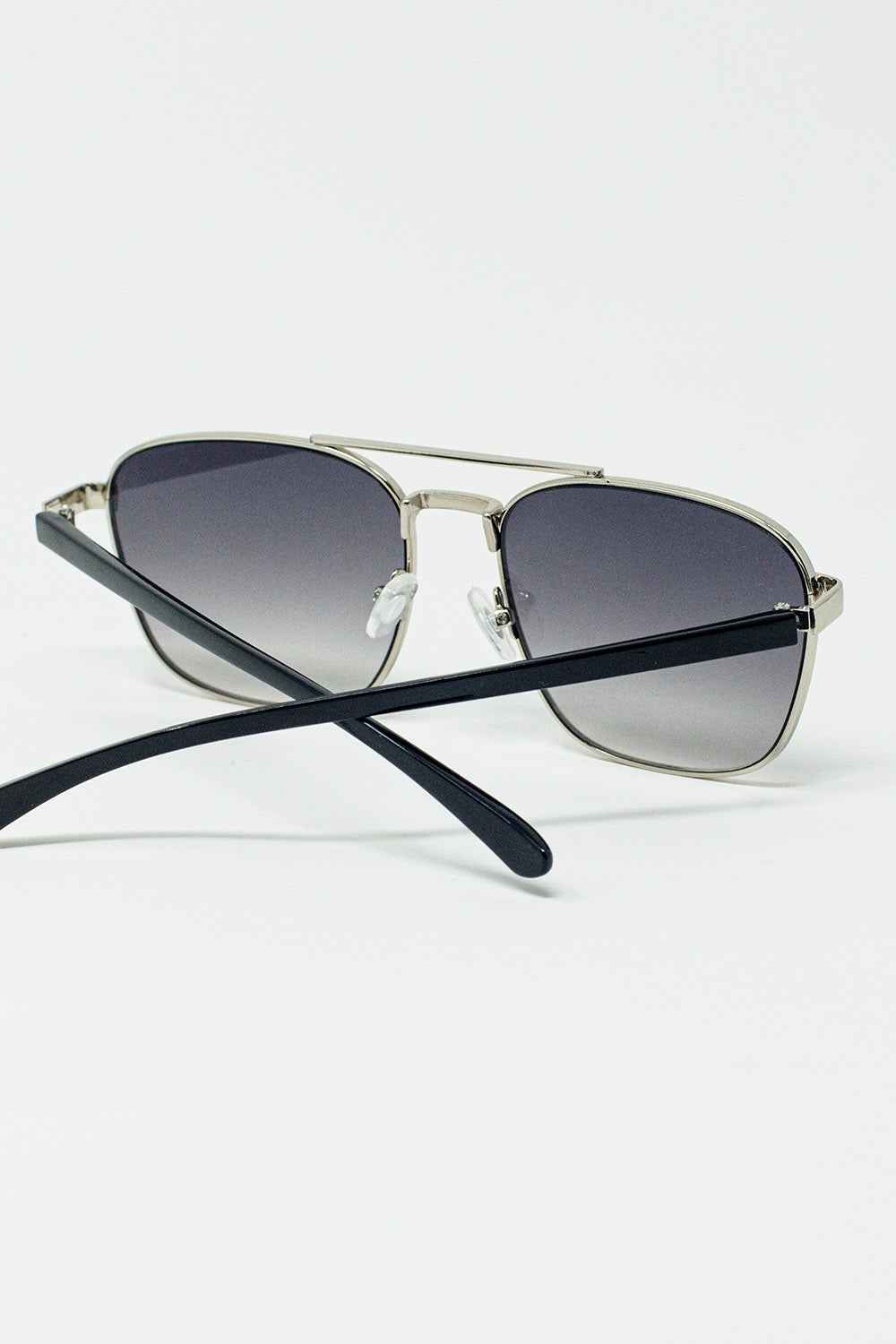 Squared Metal Sunglasses in Gray Smoke Lens