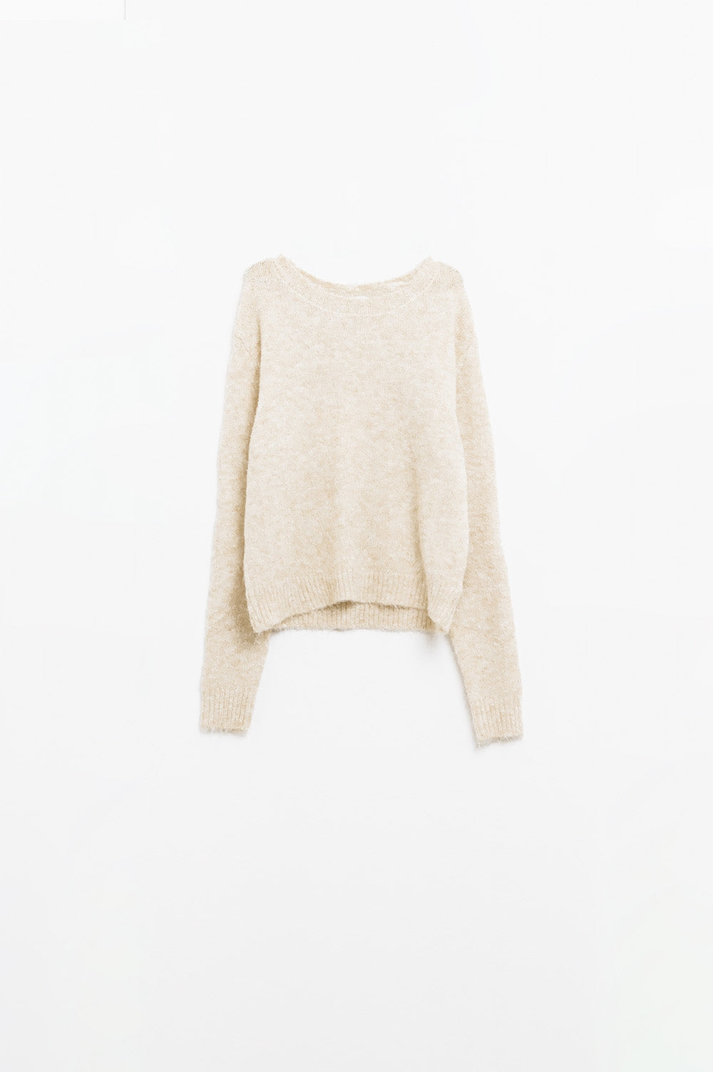 standard fit soft knit sweater in beige