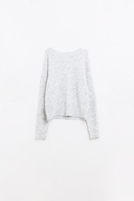 standard fit soft knit sweater in grey