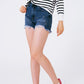 Q2 star stud embellishment denim shorts