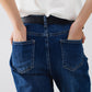 Straight Blue Jeans With Strass Front Details And Frayed Ends